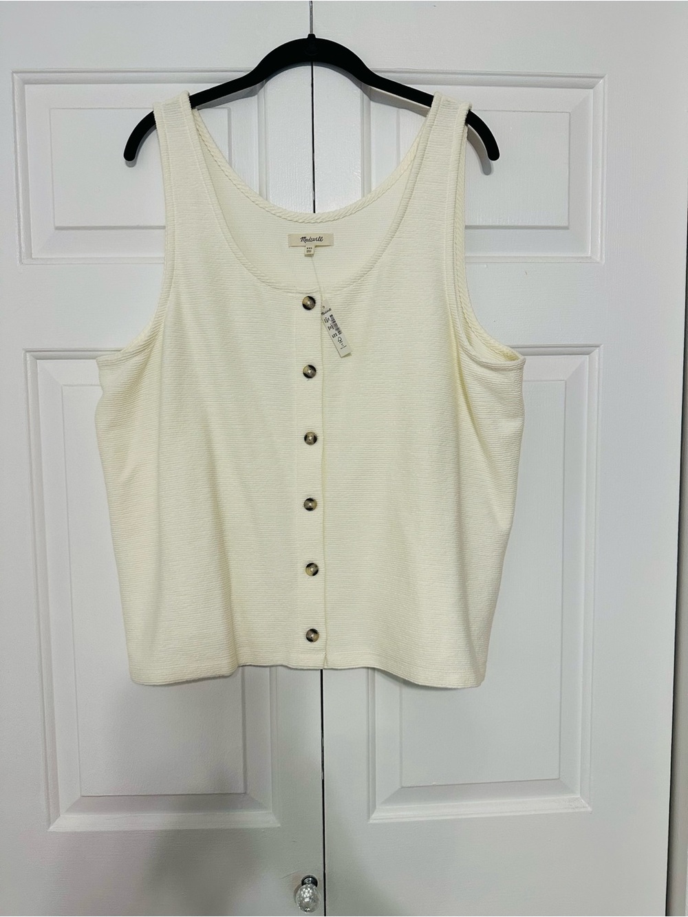Madewell Cream Button-Front Ribbed Tank